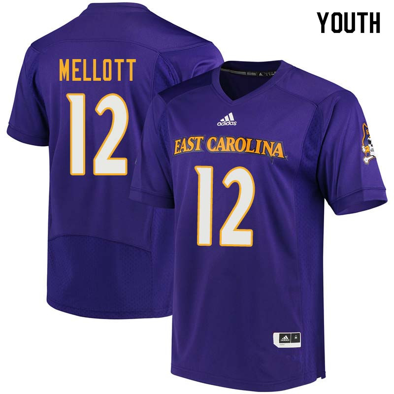 Youth #12 Rowe Mellott East Carolina Pirates College Football Jerseys Sale-Purple - Click Image to Close